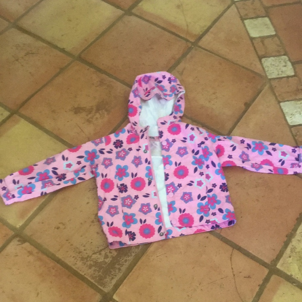 Pink blue and purple beautiful flower patterned raincoat